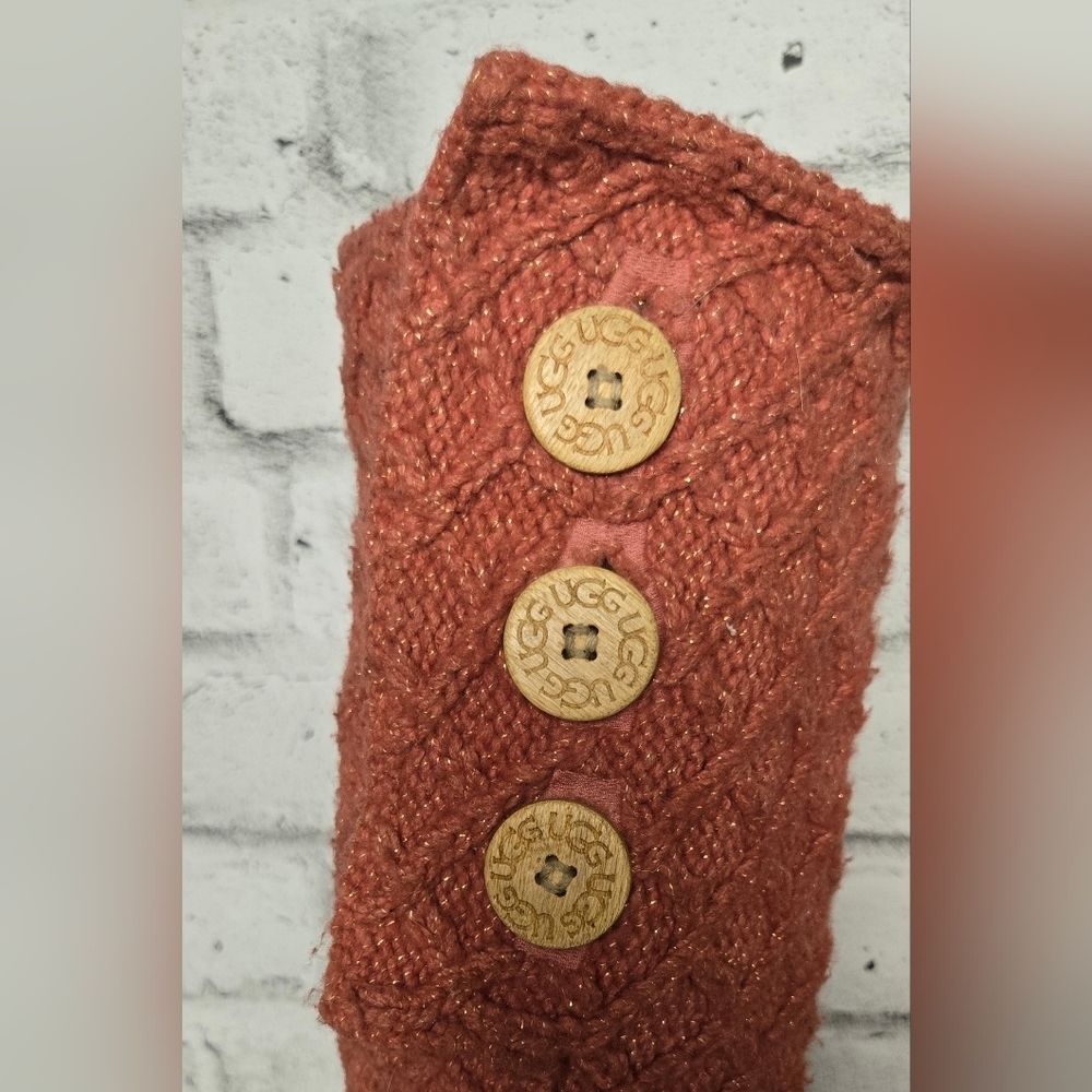 UGG Australia Classic Cardy Knit Button Boots Coral Orange Tall Size 8 - Picture 5 of 11